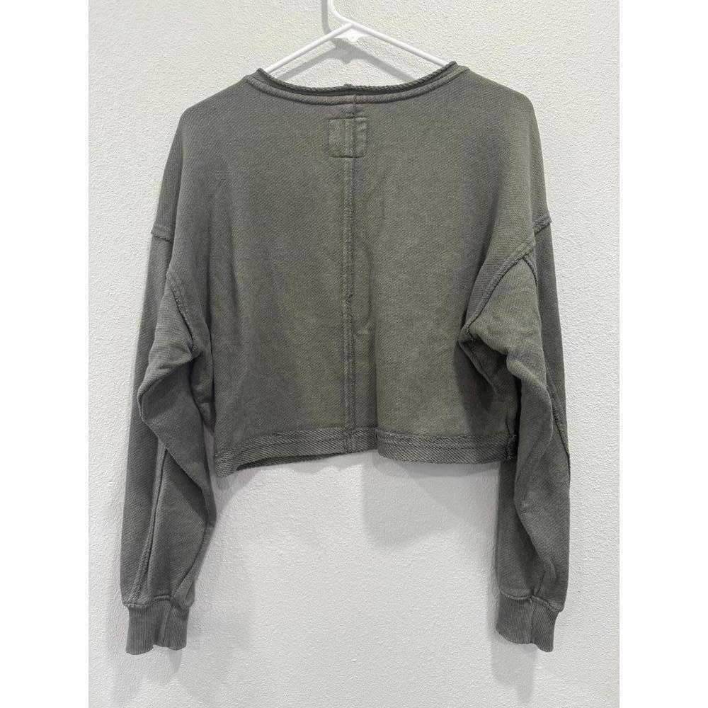 Aerie Olive Green Cropped Crewneck Sweatshirt - Picture 5 of 5